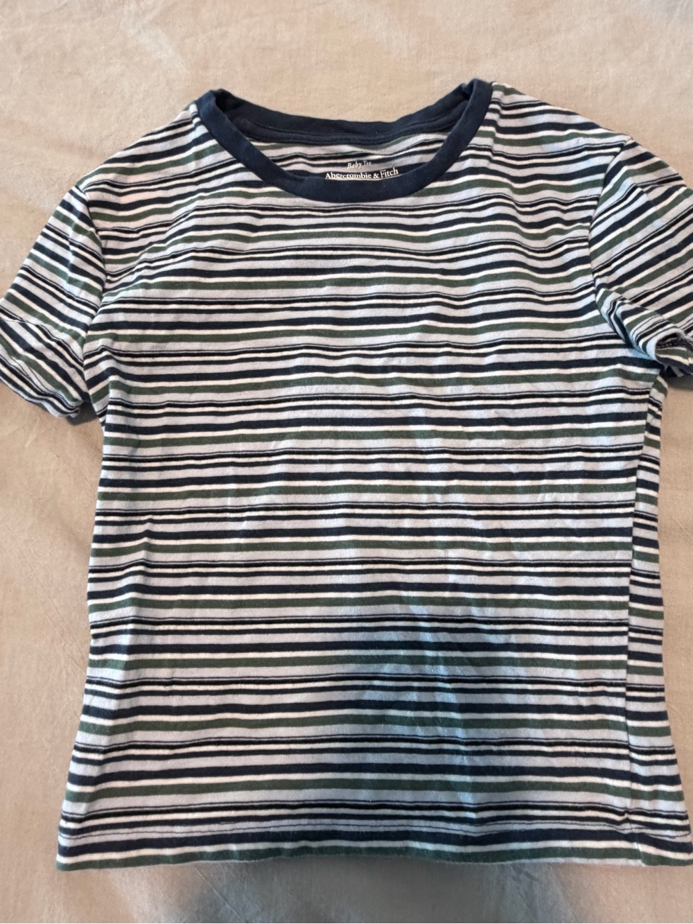 Abercrombie & Fitch Kids Navy, White & Green Striped Tee